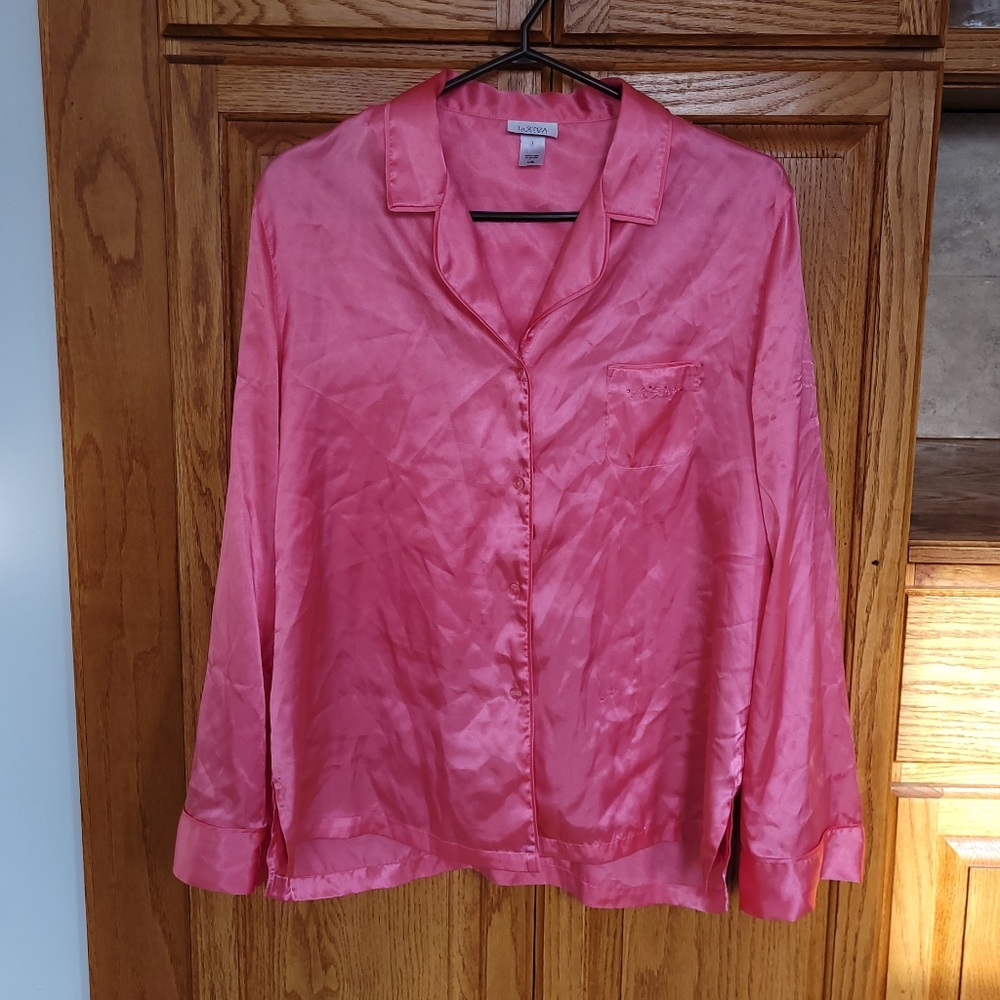 Hot Pink Satin Button-up Shirt